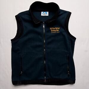 Vintage Million Dollar Cowboy Bar Jackson Hole Vest Fleece Green Black Small